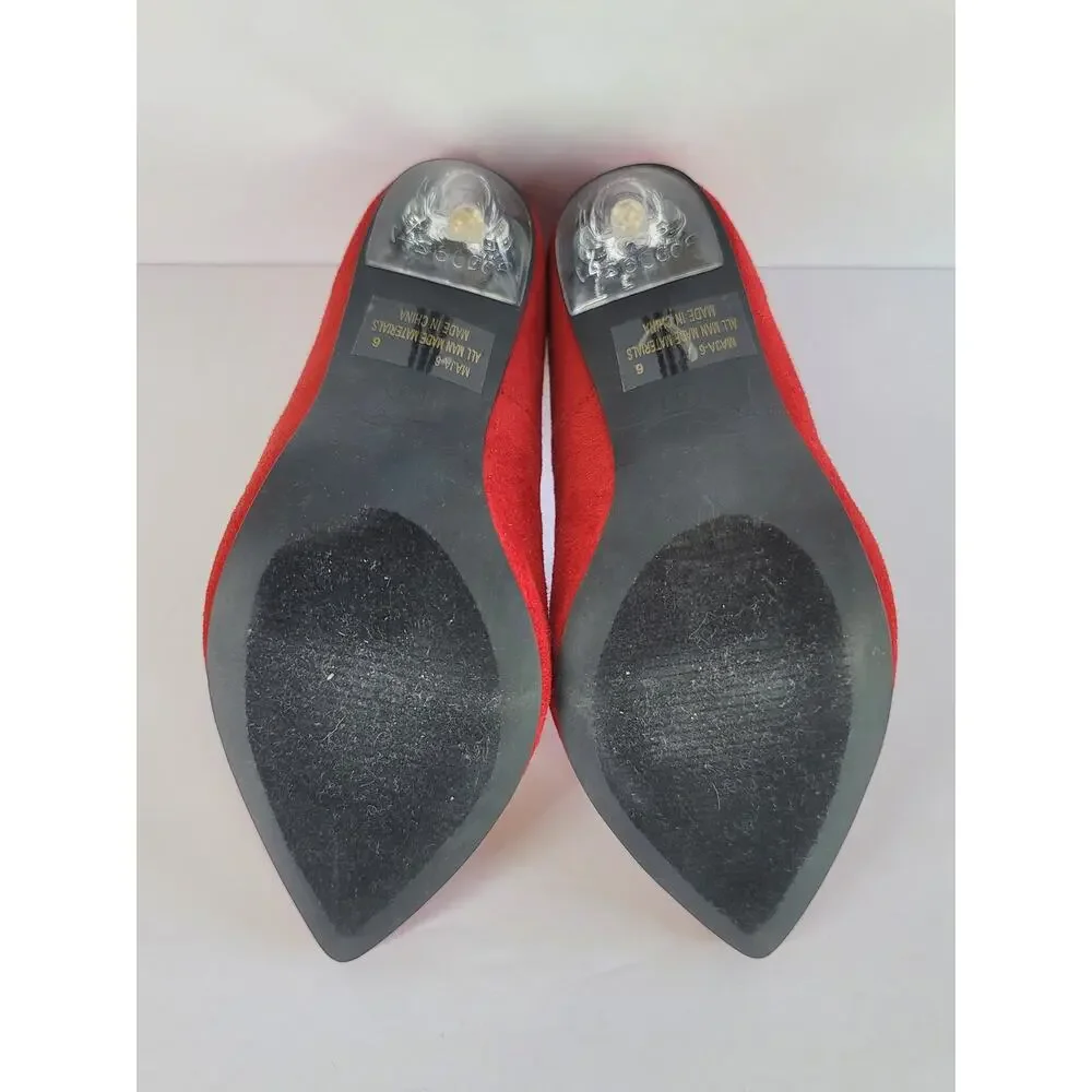 CATHY DIN Red Jeweled Sexy Girl Faux Suede Stiletto Heel Pumps Shoes Size 6